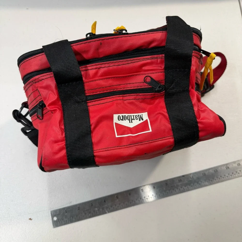 Vintage Marlboro Adventure Team Red Duffel Bag Small Gear Bag 90s Promo